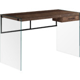 48" Desk in Brown Reclaimed Wood & Glass Panels